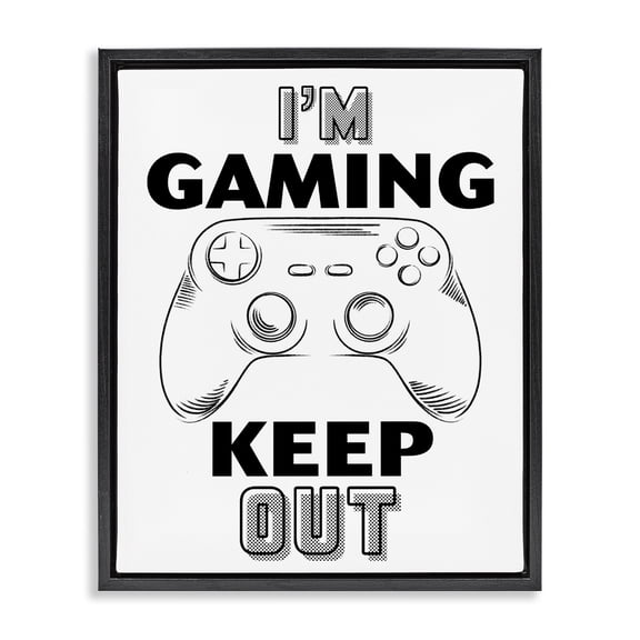Stupell Industries Gaming Keep Out Black Framed Floater Canvas Wall Art, design by Marcus Prime
