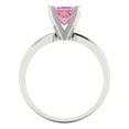 thumbnail image 4 of 1ct Princess Cut Pink Crystal 18k White Gold Engraving Statement Bridal Wedding Solitaire Designer Ring Size 9, 4 of 5