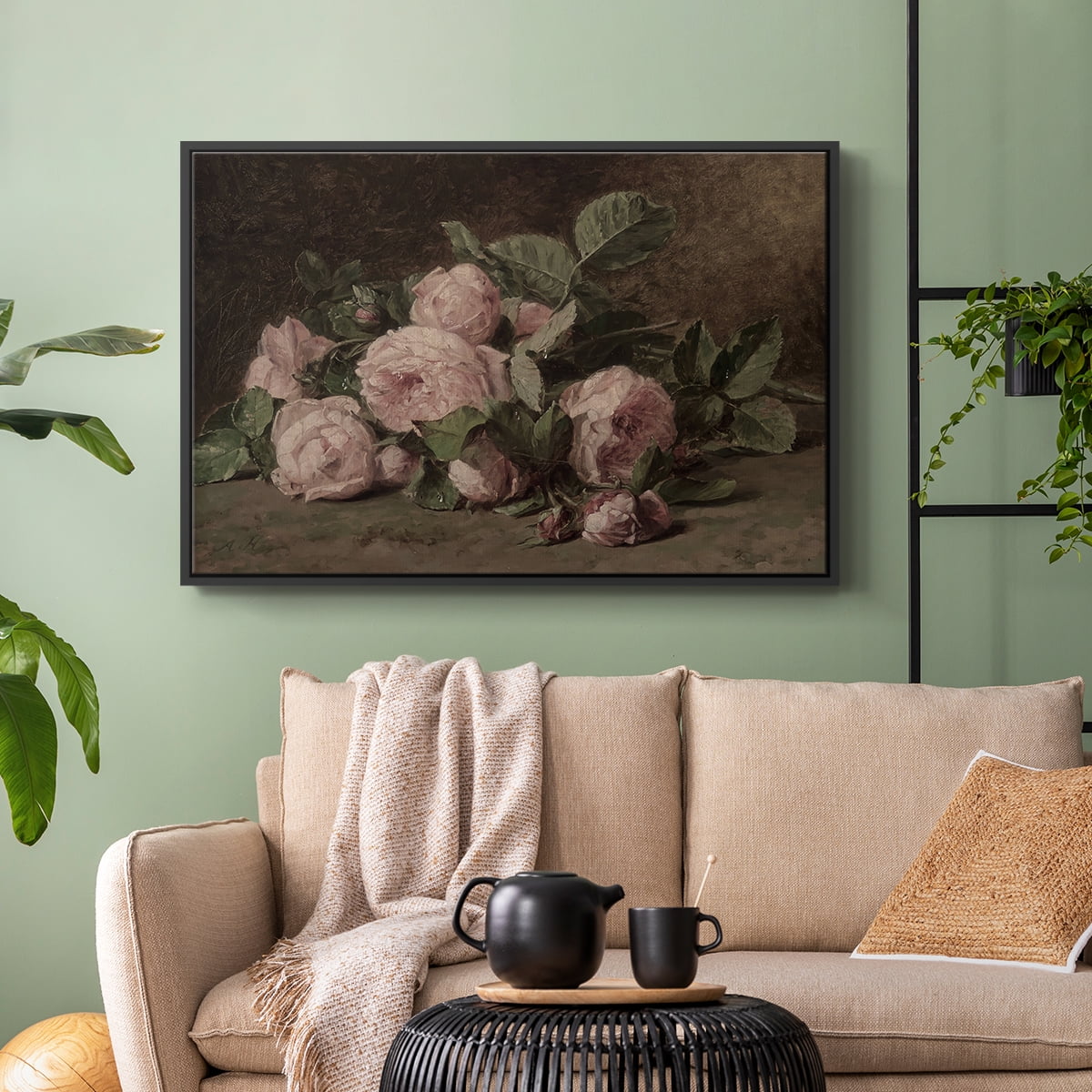 Vintage Botanical Print-XLI By Wexford Home Framed in Black Wood Gallery Wrapped Canvas 17 in. x 25 in.
