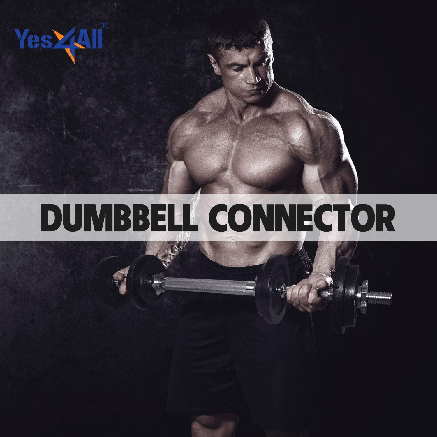 Yes4All 1 inch Dumbbell Connector Bar – 12 inch Long Barbell Connector (Chrome, 3lbs), Single