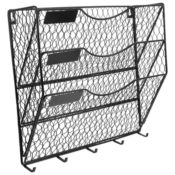 Mail Holder Wall Magazine Display Stand Hanging Wire Basket Office 32X29CM Black