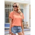 thumbnail image 4 of Women'S Short Sleeve Shirts Dressy Lace Summer Tops 2025 Spring Trendy Casual T-Shirts Cute Blouses Orange Red M, 4 of 8