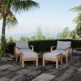 thumbnail image 2 of Modern Contemporary Urban Design Outdoor Patio Balcony Garden Furniture Lounge Chair and Ottoman Set, Wood, Grey Gray Natural, 2 of 6