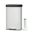 thumbnail image 3 of 80L / 21 Gallon White Stainless Steel Kitchen Trash Can – Large Step Pedal Bin, Soft-Close Lid, Odor Control, Liner Rim, Rear Handle – No Inner Bucket – Color: White, 3 of 7