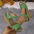 thumbnail image 4 of Platform Sandals Women Cork Slingback Wedges Open Toe Heels Comfortable Arch Support Summer Beach Orthopedic Shoes Green Size 7.5, 4 of 6