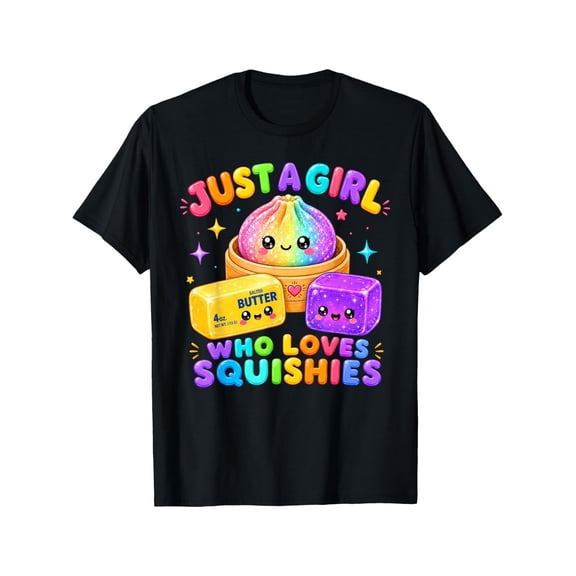 Childrens Wear Just A Girl Who Loves Squishies Unisex Short Sleeve Cotton Tee For Kids Cute Funny Gift