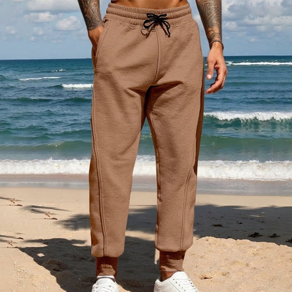 Tunhigl Pantalon de Jogging Décontracté pour Homme, Pantalon de Survêtement Extensible, Randonnée, Cordon de Serrage, Pantalon Tactique, Pantalon pour Homme (Coffee, TG)