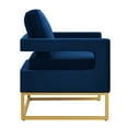 thumbnail image 6 of Cterwk Modern Style Accent Chair with Gold Metal Base, Velvet Upholstered Leisure Chair for Home, Office, Dining Room, Navy Blue, 6 of 9