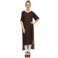 thumbnail image 1 of Bimba Kurti Asymétrique en Rayonne Marron pour Femmes avec Foulard - 28, 1 of 8