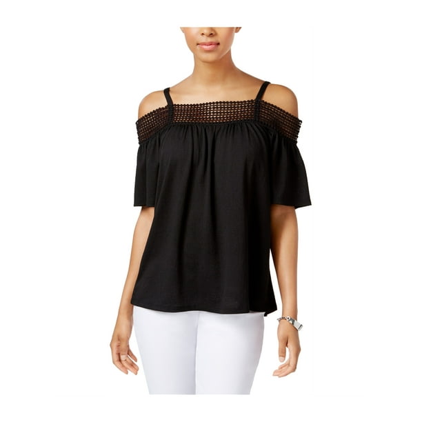 Cable & Gauge Cable & Gauge Womens Crochet ColdShoulder Pullover