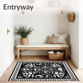 thumbnail image 3 of ODIKA 5'x7' Machine Washable Non-Slip Area Rug, Twisted Apparition Showcasing Grim Skull Faces and Shadowy Haunt High Traffic Rug, Black, 654856, 3 of 7