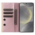 thumbnail image 3 of Desugned For Samsung Galaxy S24 FE Wallet Phone Case,With Suction Cup Fastener,Flip Folding Kickstand,With Card Slots,Wrist Strap&Shoulder Strap,Shockproof PU Leather Phone Case,Rosegold, 3 of 9