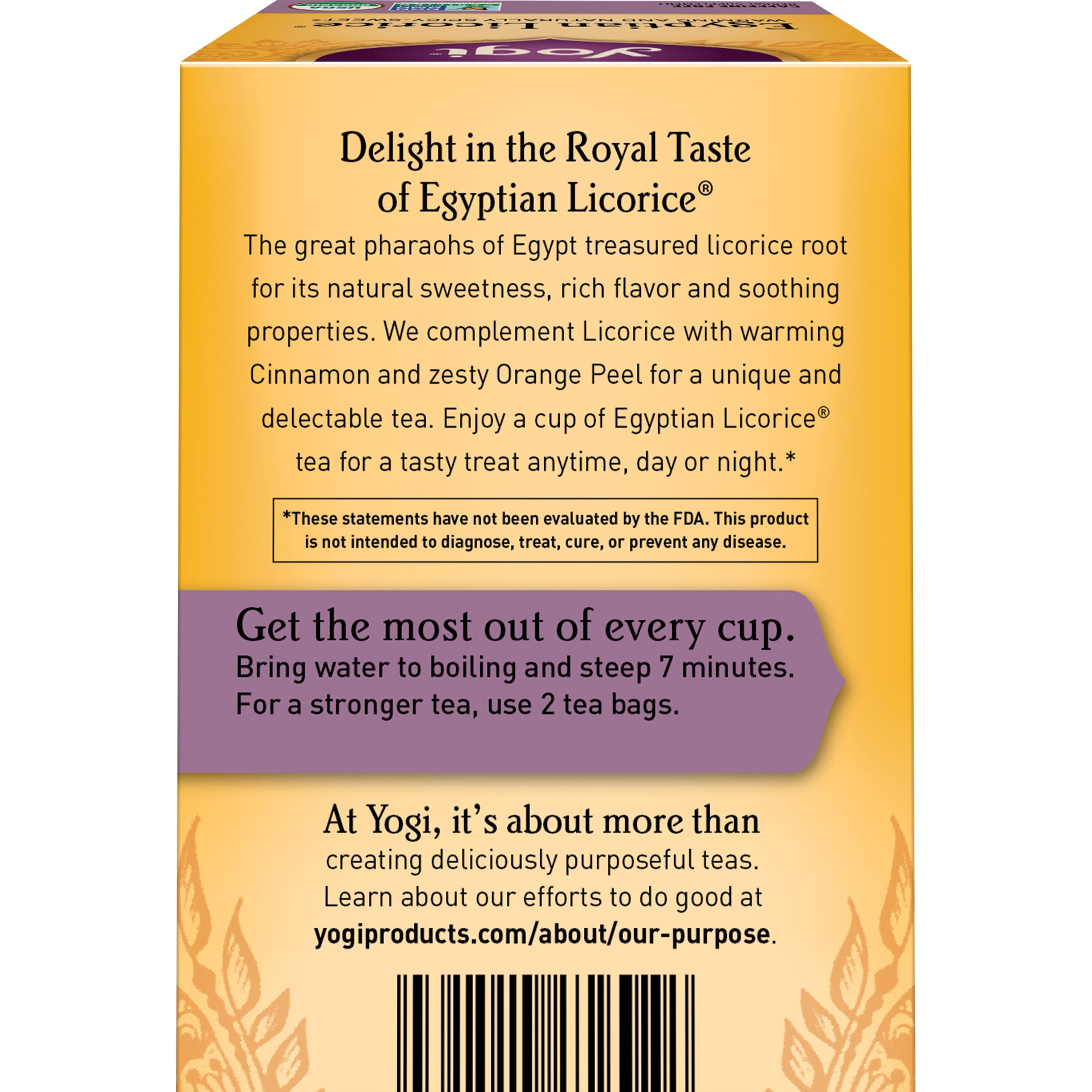 (3 pack) Yogi Egyptian Licorice, Organic Herbal Wellness Tea Bags, 16 Count