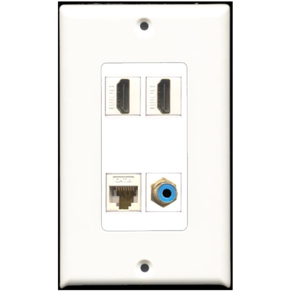 Ultra Spec Cables 2 Port HDMI 1 Port RCA Blue 1 Port Cat6 Ethernet Wall Plate DecorZ
