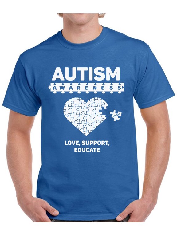 Autism Puzzle Love Support Educate Awareness T-Shirt for Men S M L XL 2XL 3XL 4XL 5XL Graphic Tee