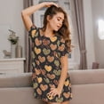 thumbnail image 3 of Fuzoiu Heart Print Women Nightgowns, Soft Comfy Lightweight Short Sleeves Sleepwear,Crew Neck Loungewear, 3 of 6