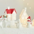 thumbnail image 4 of Ceramic Christmas Village House with LED Snowman Deer Figurine, Operated Holiday Mantel Shelf Decor, 4 of 8