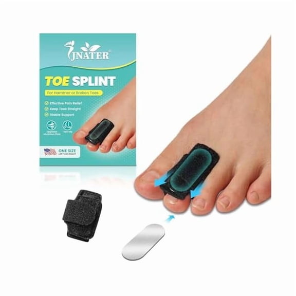 ZLCHammer Toe Straightener Corrector for Women & Men - 1 Pc Adjustable Toe Splints Wraps with Aluminum Plate Support for Crooked, Curled, Bent Toes (Black)