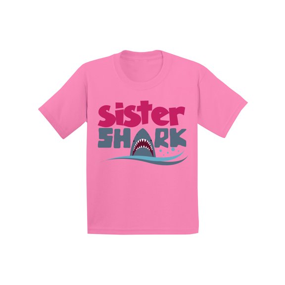Awkward Styles Sister Shark Youth Shirt Shark Family Shirts for Kids Matching Shark Tshirts for Family Shark Themed Party Outfit for Girls Cute Shark Tshirt for Girls Matching Family Shark Shirts
