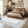 thumbnail image 2 of HIWEAVER Gray 9' x 12' Washable Area Rugs for Living Room Soft Geometric Bordered Indoor Modern Large Throw Carpet for Dining Room Non Slip Farmhouse Floor Cover for Home Decor, 2 of 6