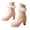 Pink, variant on Women's Ankle Boots Belt Buckle Warm Fur Lined Chunky High Heel Side Zipper Fashion Winter Booties