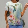 thumbnail image 6 of Flower Hummingbird Women's T-Shirt Short Sleeve T Shirts Tops Tee Ladies Loose T, 6 of 6