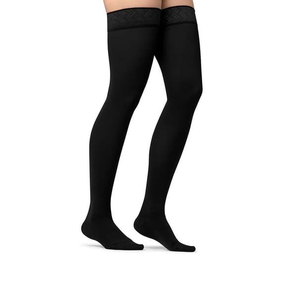 JOBST Maternity Opaque Compression Stockings, 15-20 mmHg, Thigh High, Closed Toe, Black, Small