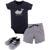 Hudson Baby Unisex Baby Cotton Bodysuit, Shorts and Shoe Set