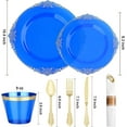 thumbnail image 2 of 350 PCS Blue and Gold Plastic Plates, Disposable Dinnerware Set for 50 Guests, 100 Disposable Plates, 150 Silverwares, 50 Cups, 50 Napkins for Wedding, Party, Graduation, 2 of 14