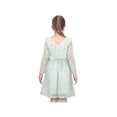 thumbnail image 4 of Robe Fille Verte Dentelle Florale Col en V Volants Perles Manches Longues Fête 7 Ans, 4 of 7