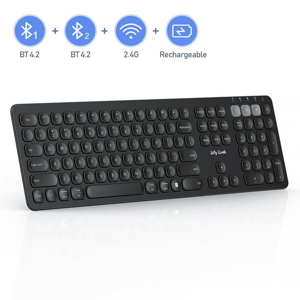 3 Devices Bluetooth Keyboard, Mode (Bluetooth 4.2+USB 2.4G Wireless Keyboard for PC Laptop Macbook iOS Android Windows - Walmart.com