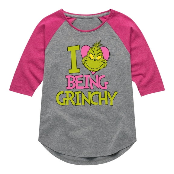 The Grinch - I Love Being Grinchy - Toddler & Youth Girls Raglan Graphic T-Shirt