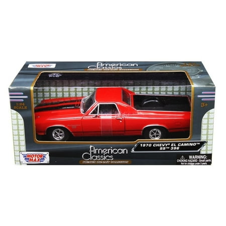 - 1970 El Camino SS 396 Red 1/24 by Motormax 79347, Brand new box. Rubber tires. Made of diecast with some plastic parts. Detailed interior, exterior. Dimensions.., By Chevrolet