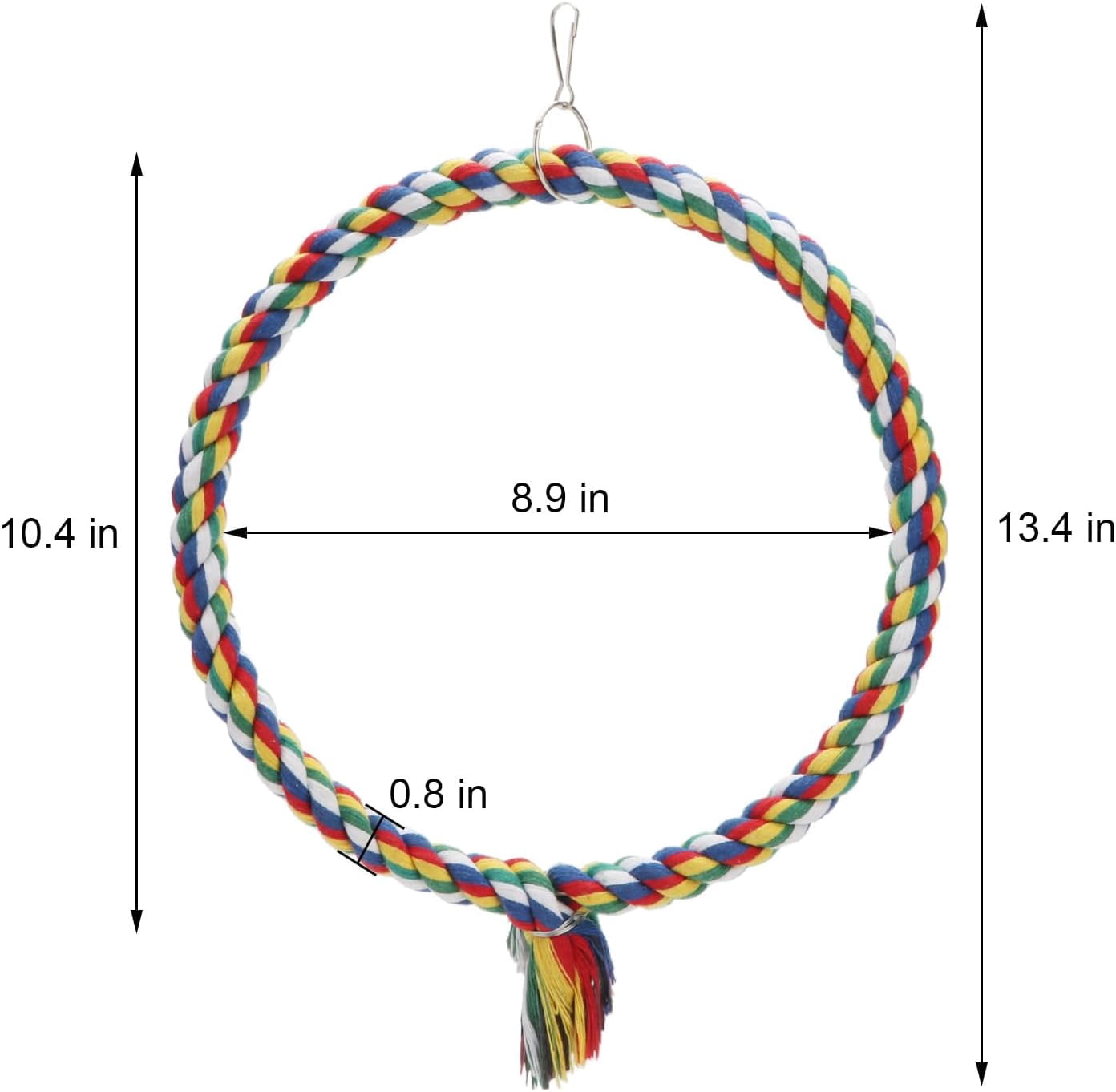 Bird Rope Swing Colorful Perch Climbing Toy for Parrots Budgie Parakeet Cockatiel Cockatoo Conure