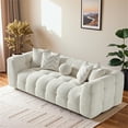 thumbnail image 4 of Phoenix Ivory Chenille Upholstered 3-Seater Sofa with Tufting and Accent Pillows, 4 of 6