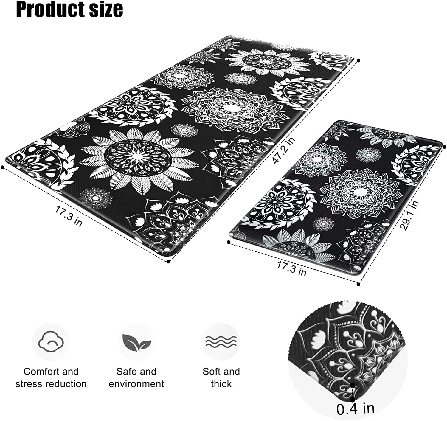 Sofort Kitchen Mat, Cushioned Anti Fatigue Kitchen Rug Set, 2 Pieces N  Kitchen  rugs and mats, Anti fatigue kitchen mats, Cushioned kitchen mats
