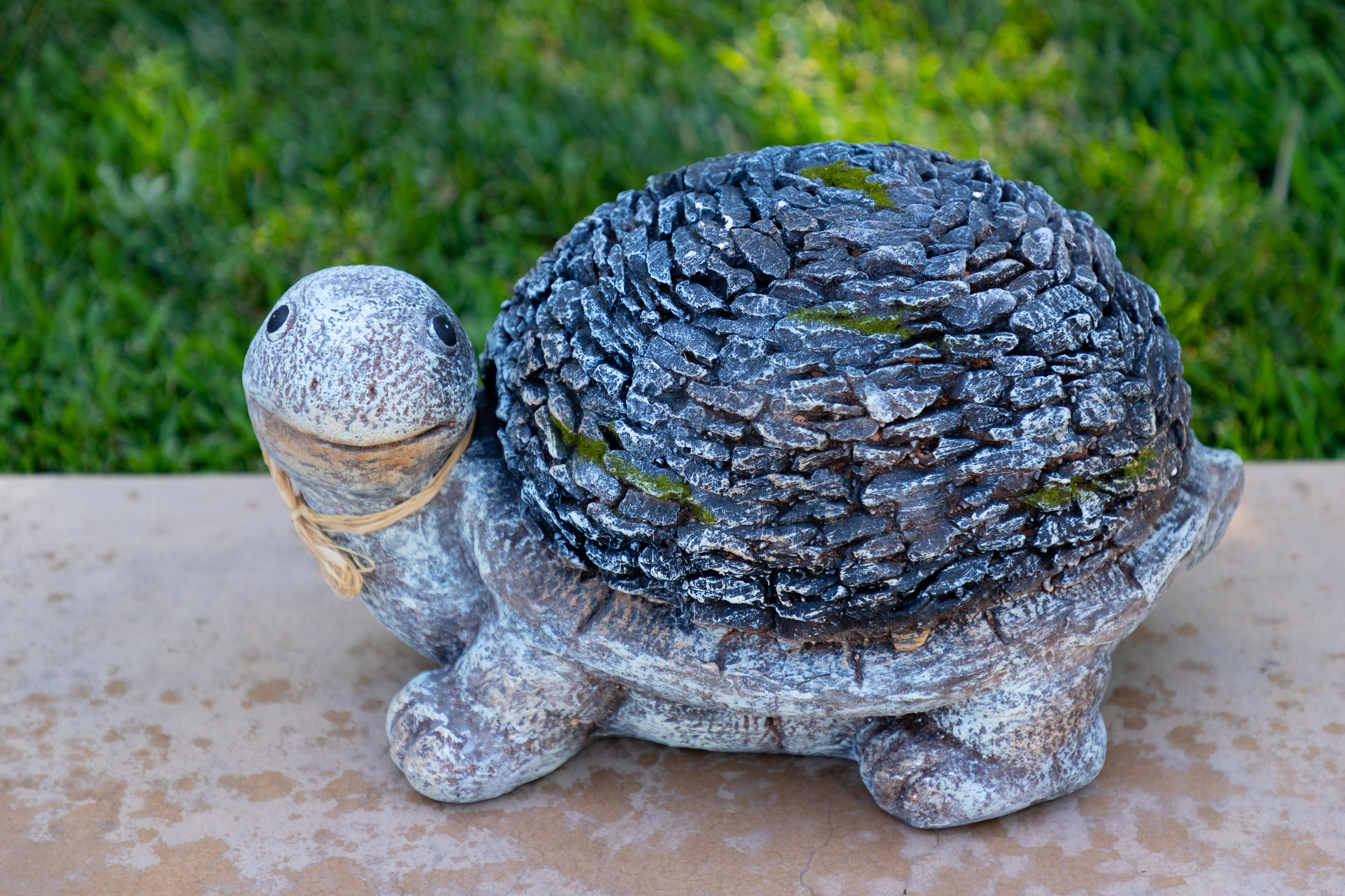Alpine 9" Turtle with Stone Shell Garden Statue