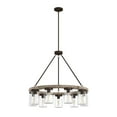 thumbnail image 2 of Hunter - Devon Park 9-light Onyx Bengal, Large Chandelier, Dimmable, Rustic Style, Wagon Wheel Shaped, for Bedrooms, Dining, Living Rooms - 19245, 2 of 9