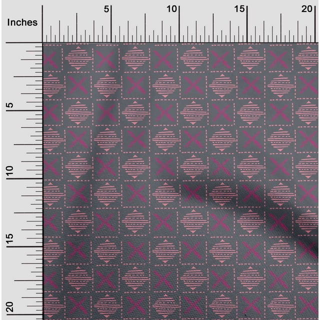 oneOone Polyester Lycra Fabric Leaves & Geometric Block Print Sewing Fabric BTY 56 Inch Wide