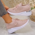 thumbnail image 4 of Wedge Sneakers for Women Sparkly Rhinestone Knit Mesh Casual Lace up Antislip Walking Shoes Slip on Stretch Sock Shoes Pink Size 8, 4 of 6