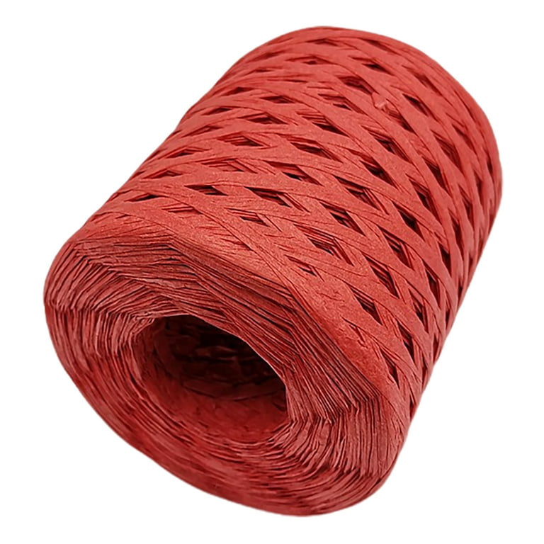 Flmtop 1 Roll Raffia Yarn Decorative Widely Applied Wrapping Gift Raffia  Straw Packaging Paper Yarn for DIY Red 