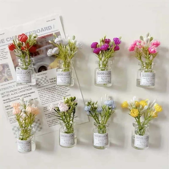 8PCS Mini Vase Magnets Pod Vase Magnets All New Cute Mini Fridge Magnets 3D Vase Fun Fridge Accessories Kitchen Decor Multi Colored Holiday Gifts Perfect For Valentine's Day