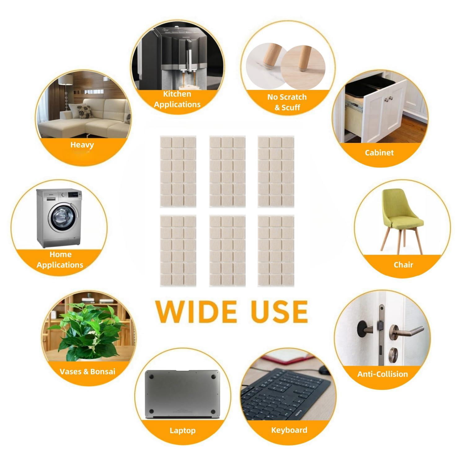 Felt Furniture Pads For Hardwood Floors - Self Adhesive Chair  Floor Protector Feet Sliders Moving Smoothly Anti Scratch 48 1-1/2" Square
