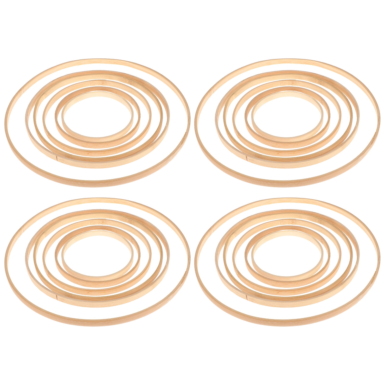 Raindrops Bamboo Rings for DIY Dream Catcher Craft Beige Synthetic Material Hoops for Decoration 24pcs