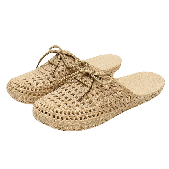 Guangmc Women's Summer Beach Sandals Flat Hollow-out Walking Shoes (Size 39)