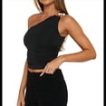 thumbnail image 3 of Tops de Verano con Cuello Halter para Mujer, Top Corto Sin Espalda con Escote en V Profundo, Tankini Negro S, 3 of 9
