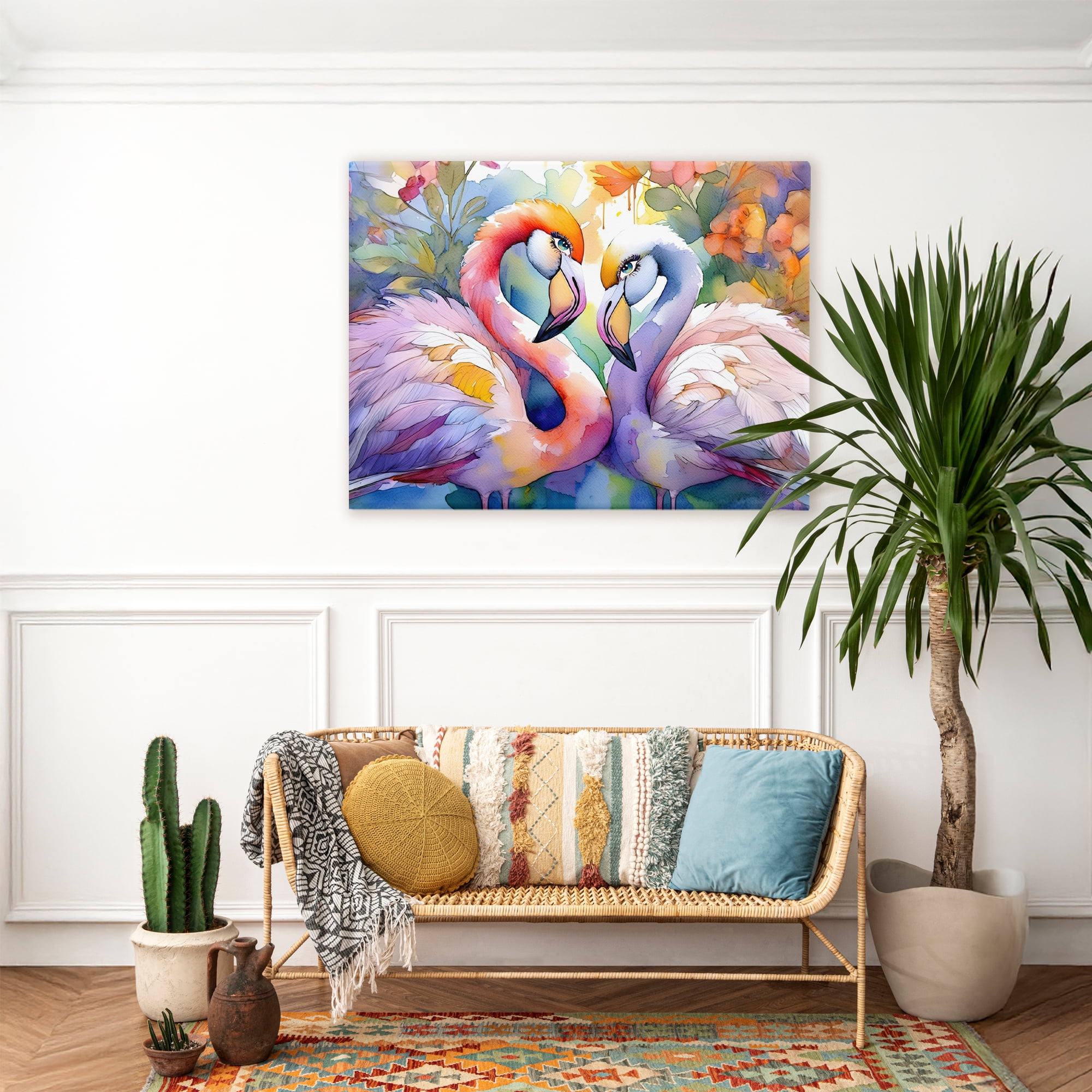 Stupell Industries Flamingo Love Pair Canvas Wall Art, design by Shelly Craig
