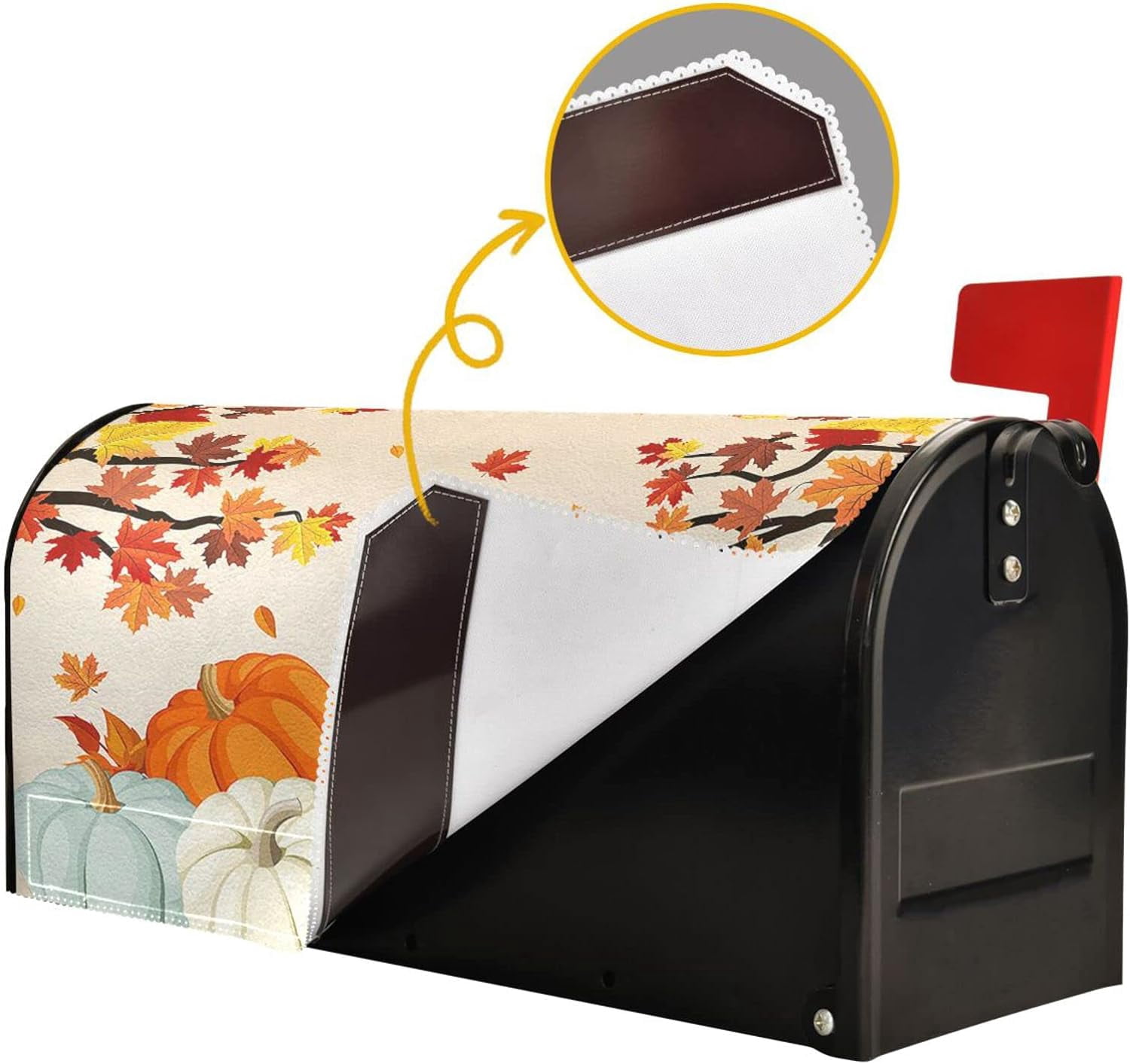 Autumn Pumpkin Mailbox Cover Maple Fall Mailbox Covers Magnetic Large Oversized 21"X25.5" Mailbox Wraps Post Letter Box Cover Garden Decorations