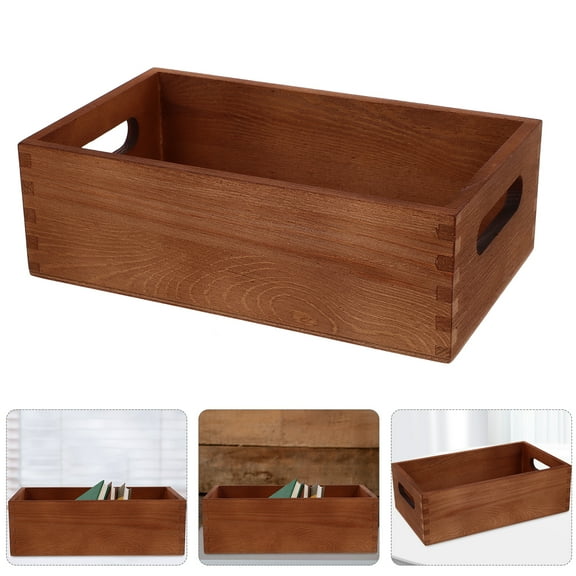 WEAVILUX 1Pack Multi-functional Storage Box Wood Storage Bin For Home 9.8X5.9X3.1In