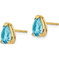 thumbnail image 3 of 14K Yellow Gold 8X5mm Pear Blue Topaz Earrings (9 X 5) Made In United States xe81bt, 3 of 6